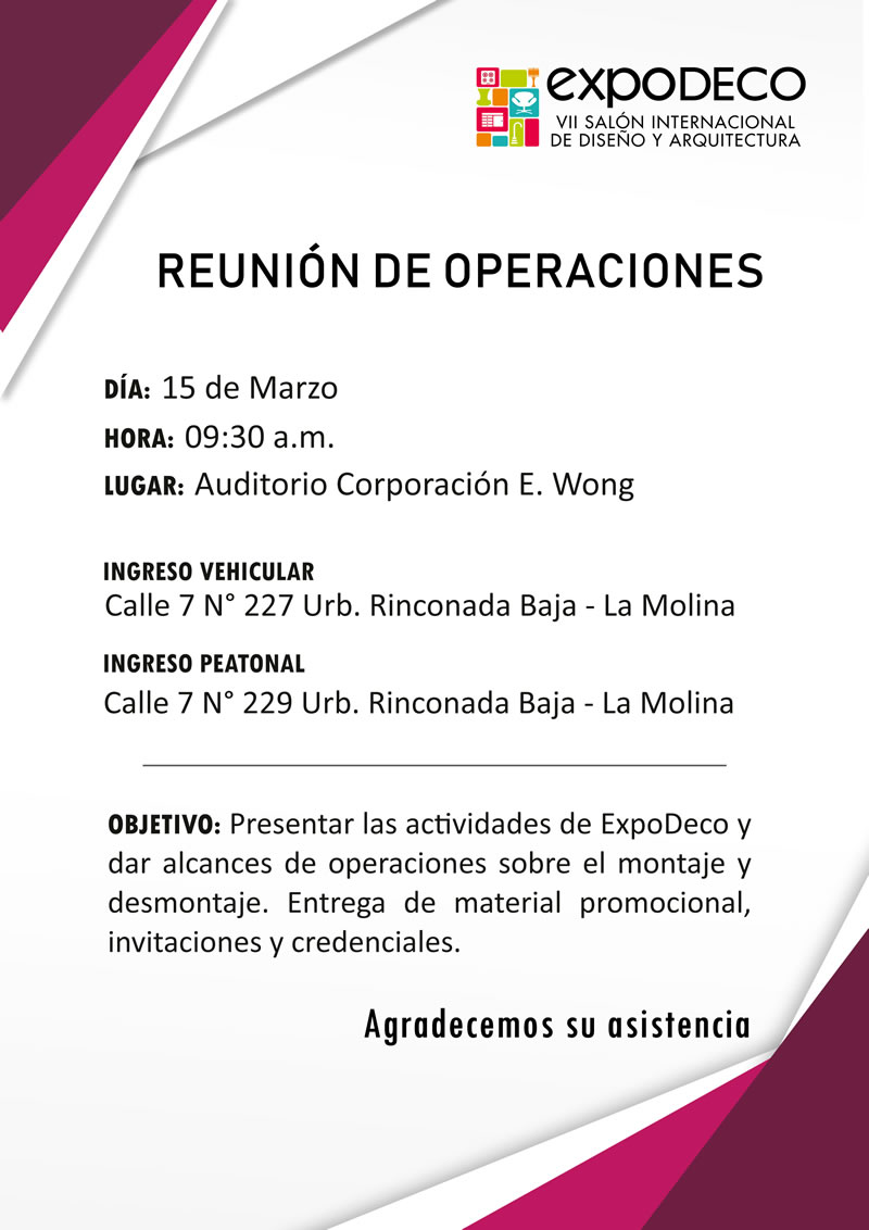 EXPODECO Reunión de Operaciones